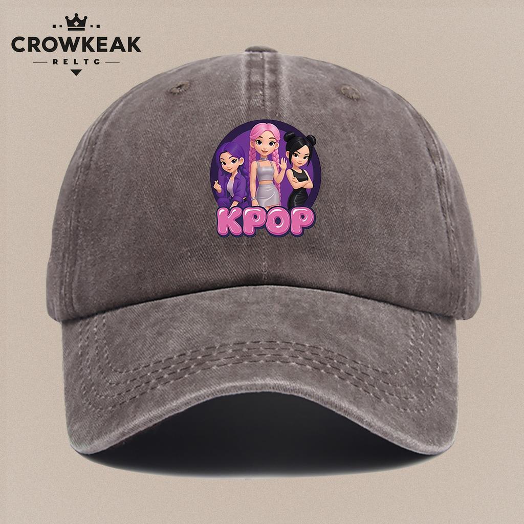 pc KPop Themed Cartoon Group Printed Baseball Cap Fashionable Trendy Duckbill Hat Purple Series with Girly Idol Pattern Eye