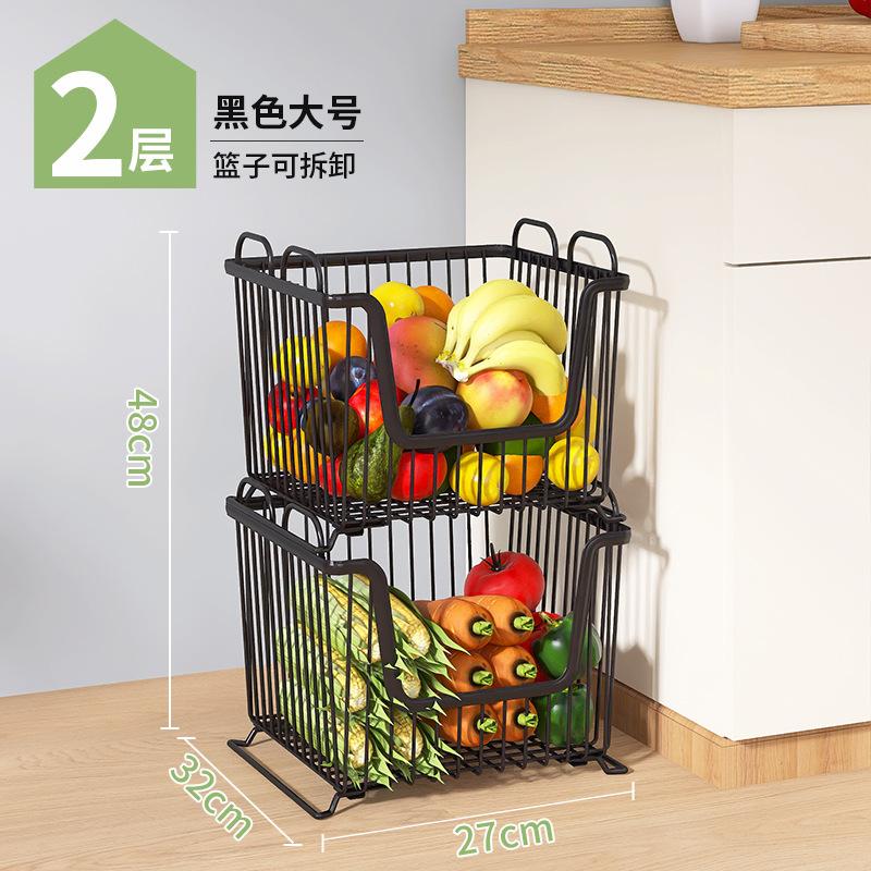 Household kitchen rack Large floor multi-layer stacked storage rack Movable fruit and vegetable rack