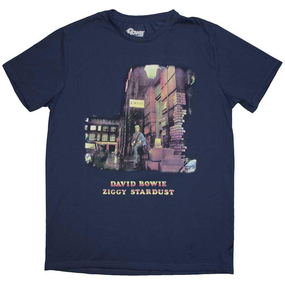 Men s David Bowie Ziggy Stardust T-shirt XX-Large Denim Blue XL