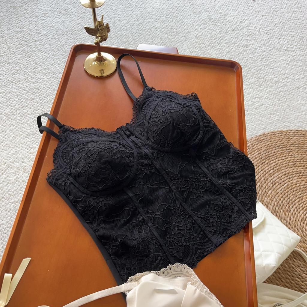 Women's French Lace Camisole: Padded, Boned, Slimming, High Elasticity - Wear Alone or As Layer