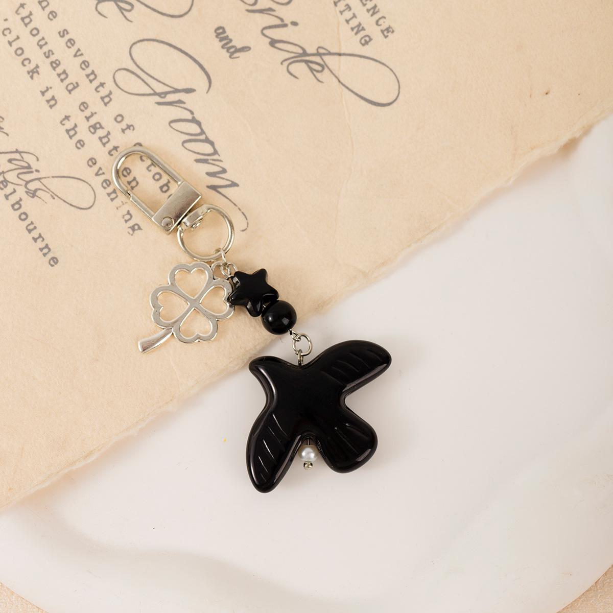 Ретро Белый Голубь Мира Телефонная Цепочка и Шарм-Брелок Четырехлистный Клевер