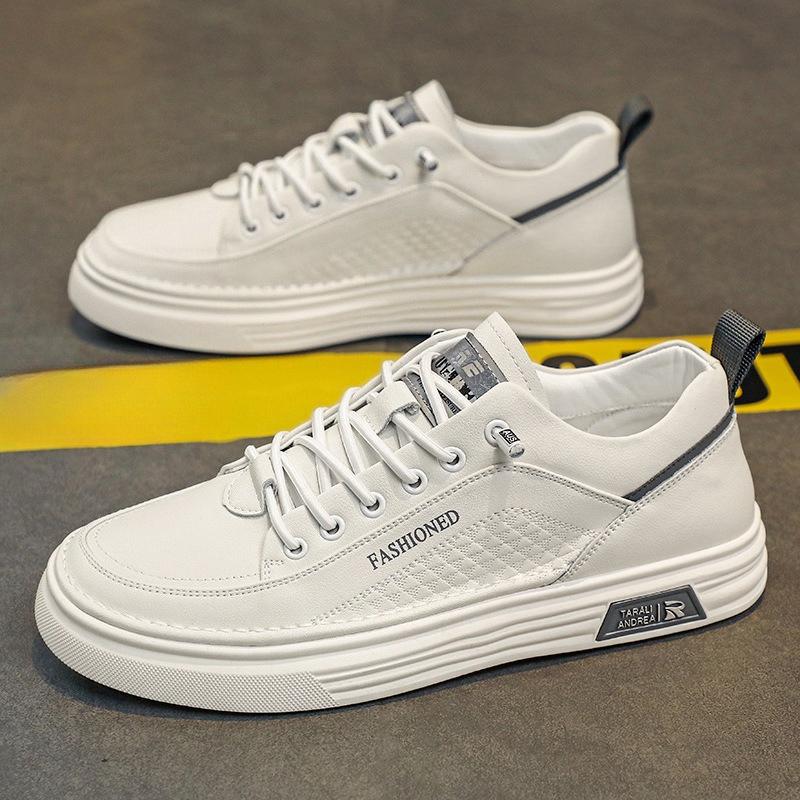 Мужская самая продаваемая новая модная повседневная обувь на мягкой подошве, универсальная спортивная кожаная обувь 39 белый