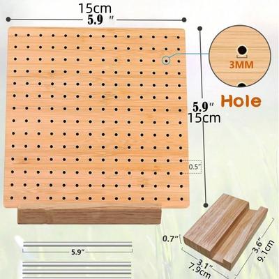 6-teiliges 1 Set 5,9-Zoll Häkelquadrat-Zaun mit Nadel, nagelfreies Bambusbrett Häkelquadrat-Geschenkset
