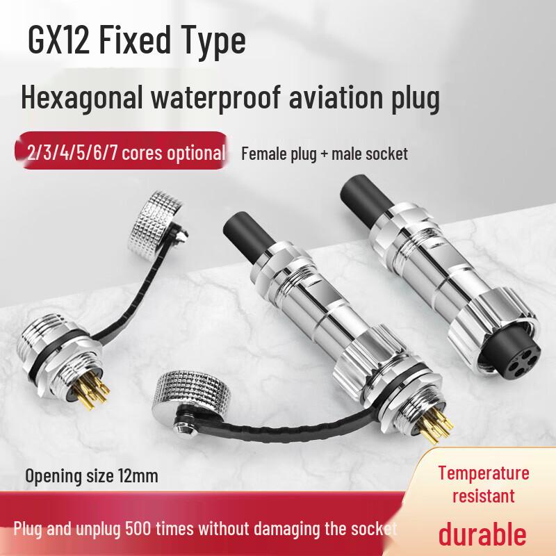GX12 Hexagonal Waterproof Aviation Cable Connector