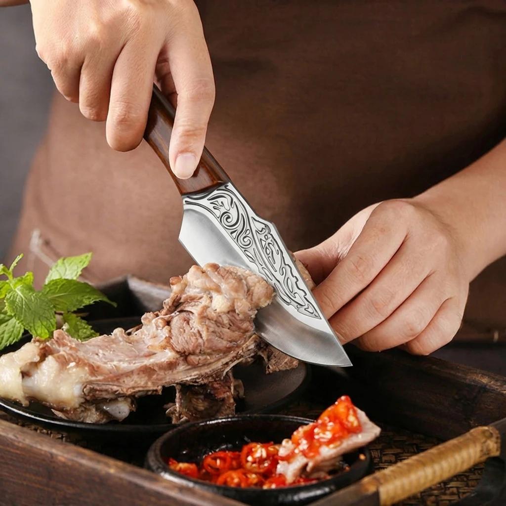 Hand Forged Boning Knife With Sheath Multi Purpose Chef Knife Perfect for Cutting Meat Chopping Vegetables Slicing Kitchen Knife