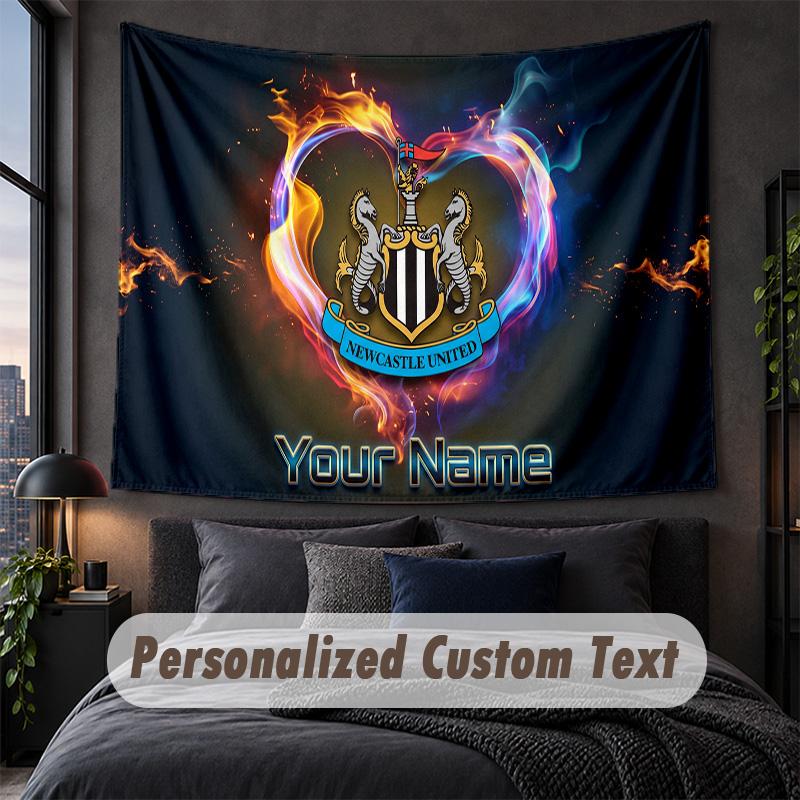 Custom Name Text Tapestry,Newcastle United FC Decorative Wall Hanging, Background Tapestry For Home Bedroom