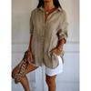 Women's Solid Color Long Sleeve Button-Up Shirt