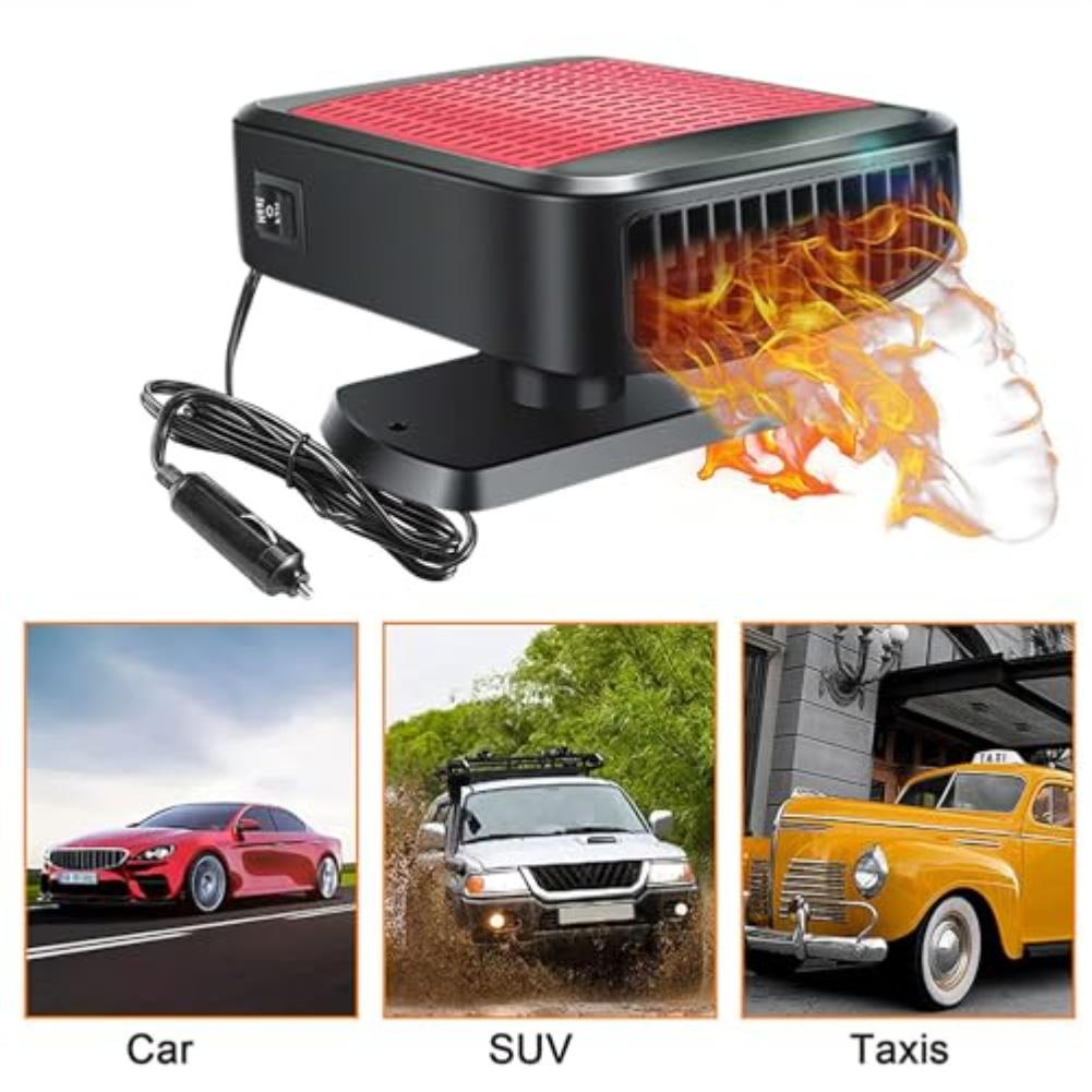 For 12-volt Vehicles 360 Rotatable 12V Heater Cold Weather Driving 12V Portable Heating Fan Adjustable Direction