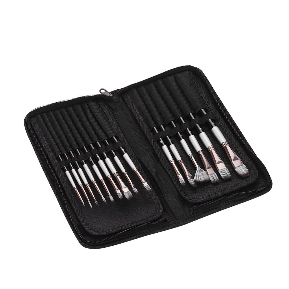 

15pcs set Artist Paint Brushes Set with Scraper Sponge Ball Carrying Case Professional Drawing Paintbrush Nylon Hair чёрный