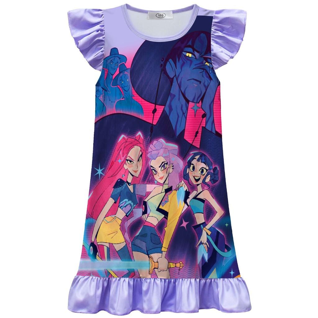 

Детское Платье для Девочек Аниме Фильм Поп-Певица Суперзвезда Принт Рукава с Рюшами Круглый Вырез Повседневное Платье Хэллоуин Косплей Костюмы 150