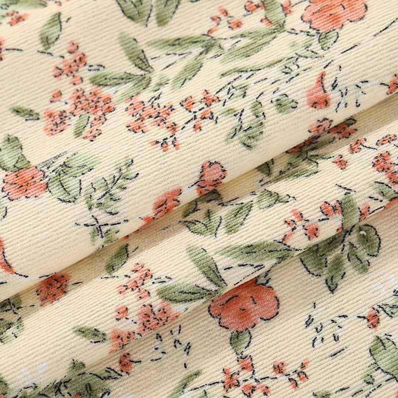 100*150CM Leopard print Corduroy fabric small flower Polyester print cloth fashion Women's DIY clothing handmade Sewing quilting