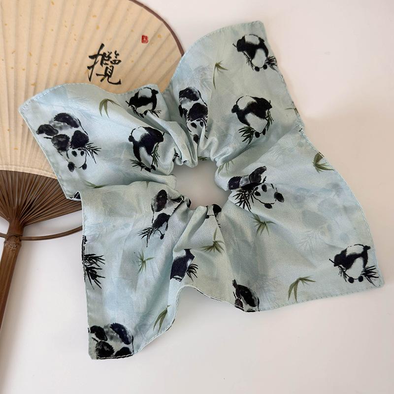 Square Scrunchies Women Girls Ponytail Holder Elastic Hair Bands Cartoon Panda Hair Rope Ties Rubber Bands Hair Accessories Gift