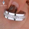 0.54cttw Full Moissanite Mens Wedding Band CopperPolished Flat Minimalist Design Men Ring Anniversary Jewelry Gift