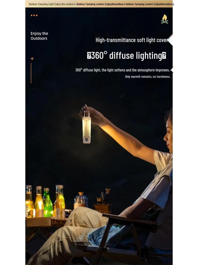 Tri-Color Rechargeable Retro Camping Lantern & Flashlight Combo