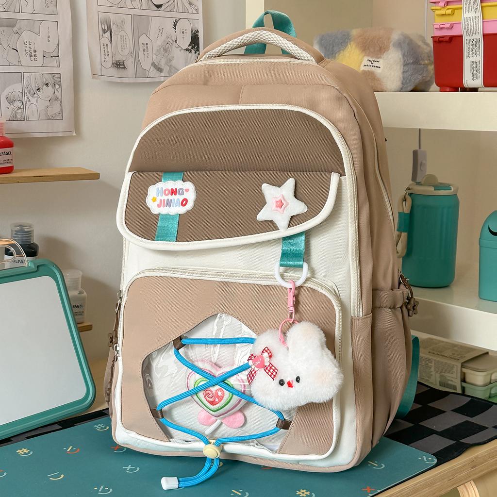 Schoolbag new trendy Japanese ins sweet candy-colored pain bag, light and large-capacity backpack for junior high school students