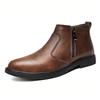 Men's Shoes Autumn Winter High-Top Leather Boots Fashion Zipper Leather Shoes for Men New Versatile Business Shoes Chelsea Boots