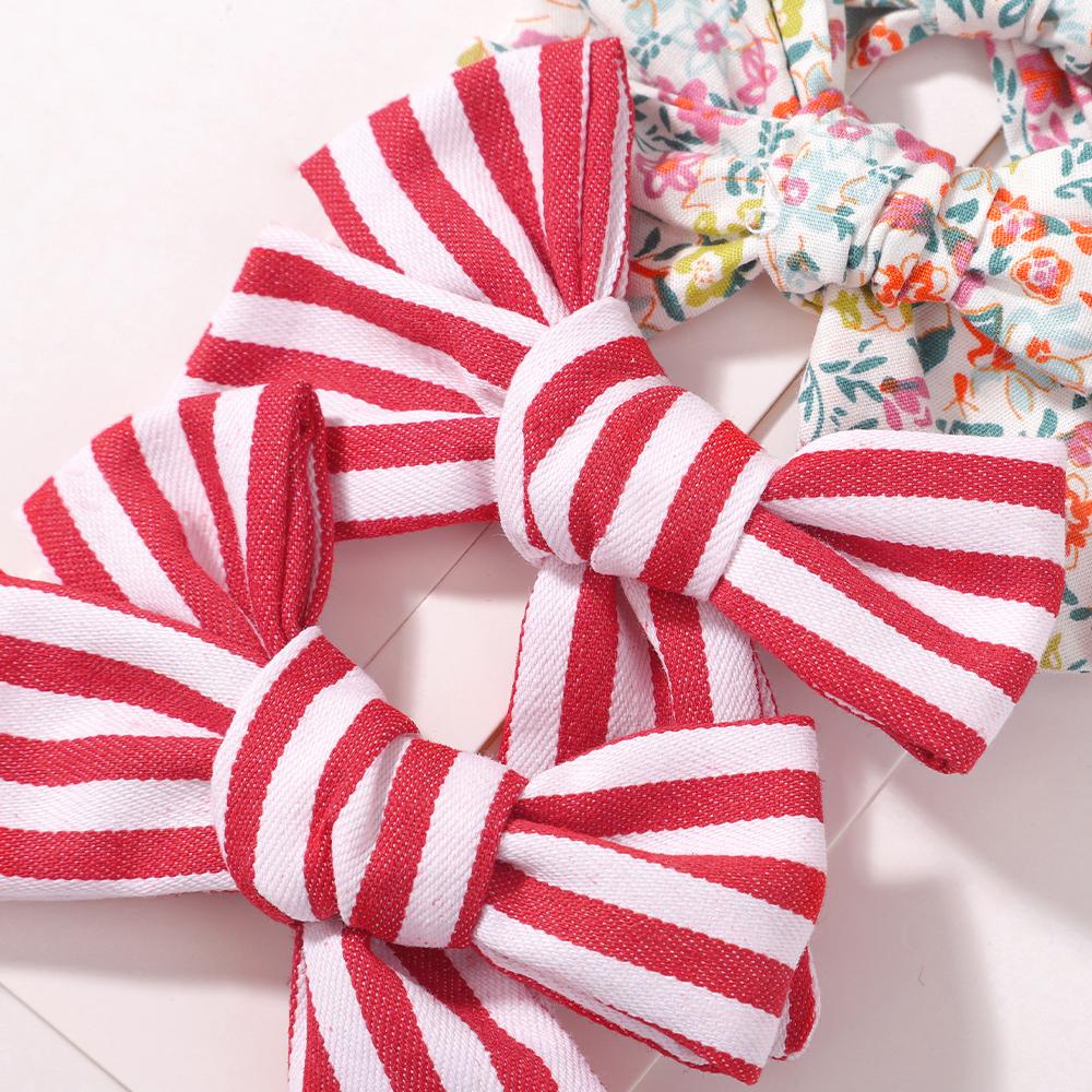 4Set Random Girls Cute Plaid Print Hairpins for Kids Children Sweet Headband Hair Clip Barrettes Fashion Bow Hair Accessories