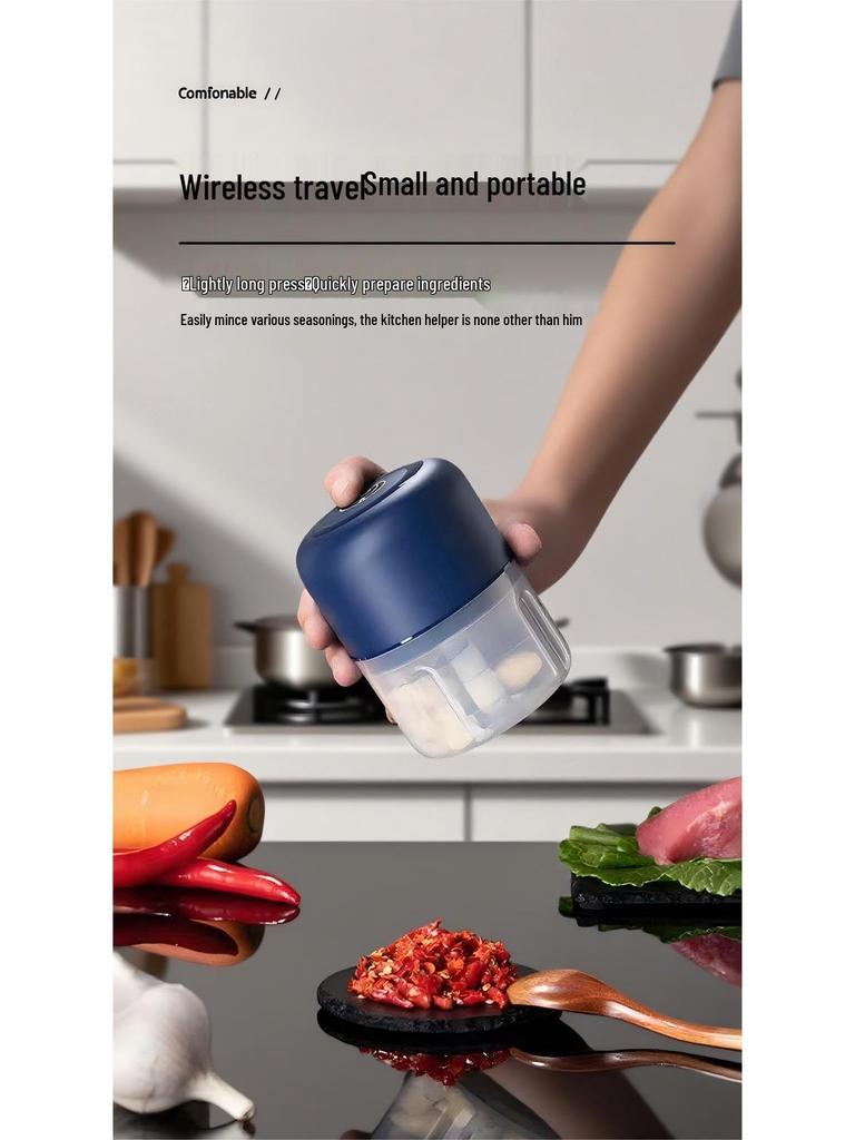 Wireless Mini Garlic Chopper & Peeler: Multifunctional Food Processor for Kitchen & Baby Food.
