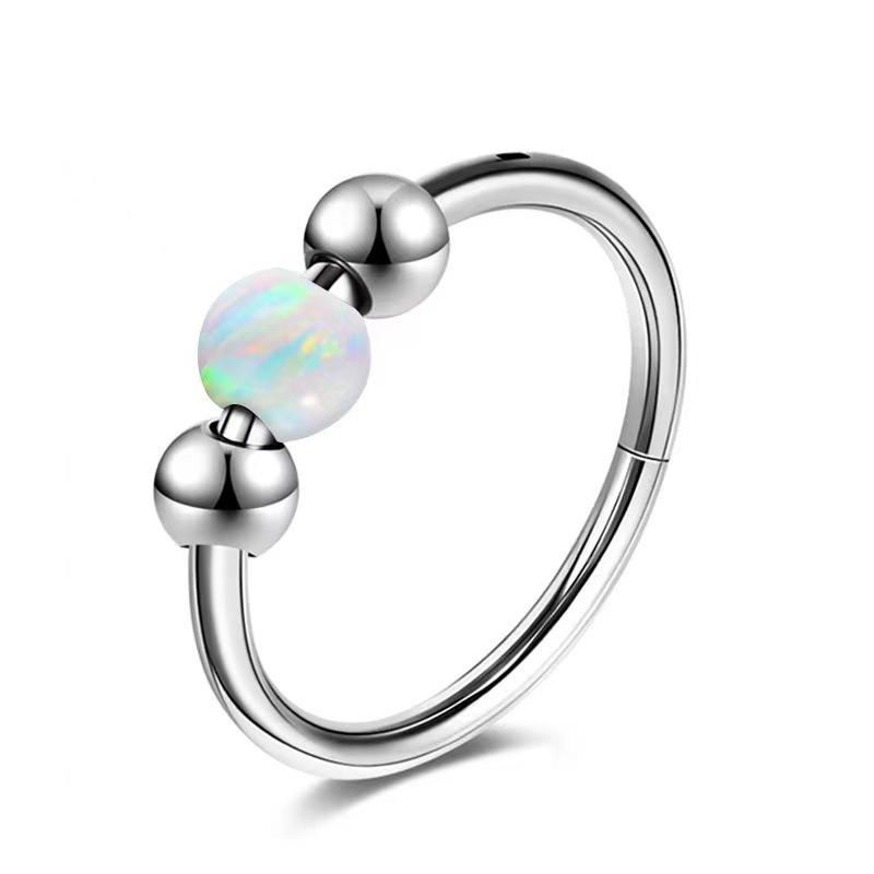 1Pc Blue Opal Nose Piercing Gold Color Septum Ring Stainless Steel Nose Clicker Ear Helix Cartilage Piercings 18G Jewelry