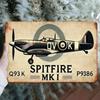 2D Spitfire P93K MKI Tin Sign–1940s Battle of Britain Relic with Camo Designfor Aviation Garages,Nautical Bathrooms  Warbird Bars