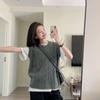 Women Pullover Vest Sweater 2022 Solid Casual Sleeveless with Waistband and Early Autumn Knitted Pullover Vest Sweater Female