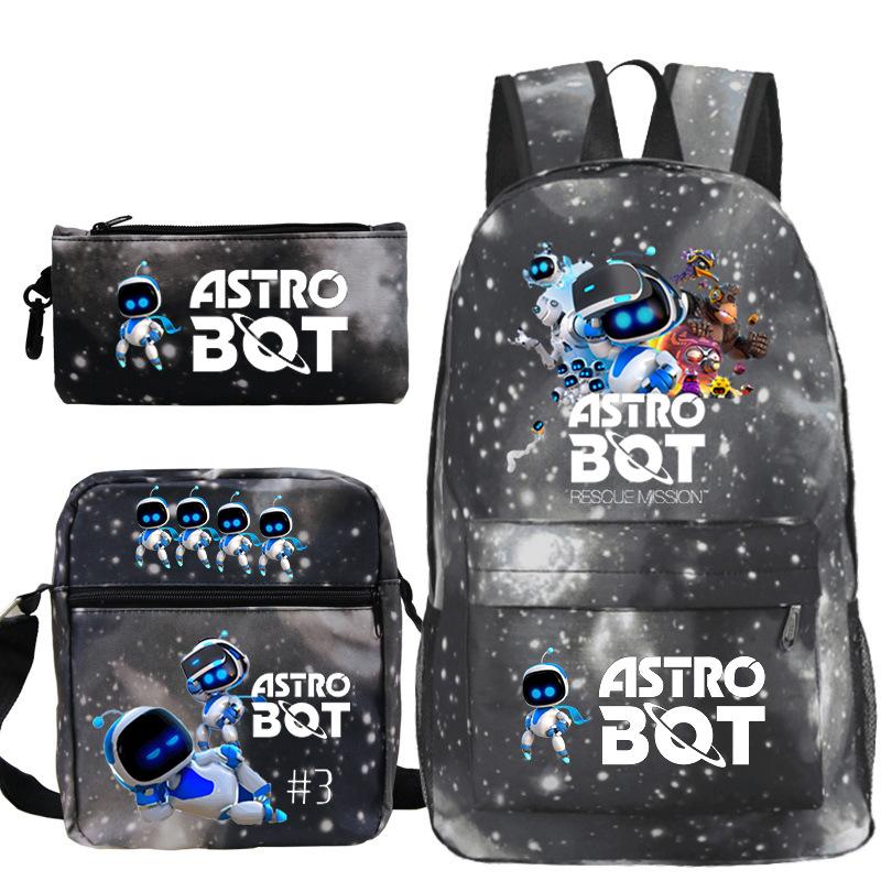 Astro Bot Printed Fashion Children's Backpack Cross-border Large-capacity Primary and Secondary School Student Casual Schoolbag Set