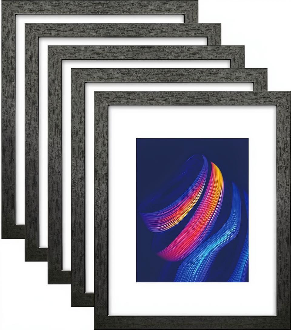 Black Real Glass Photo Frames for Desktop & Wall Hanging (Black,5 )