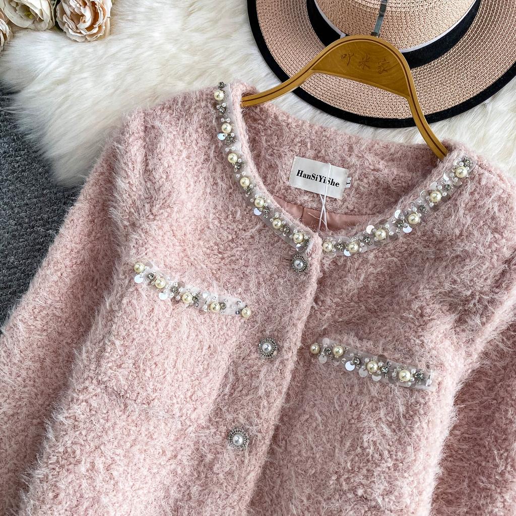 Autumn Winter Women Luxury Mink Faux Fur Full Sleeve Single Breasted Short Jacket Coat Christmas Outerwear With Pocket