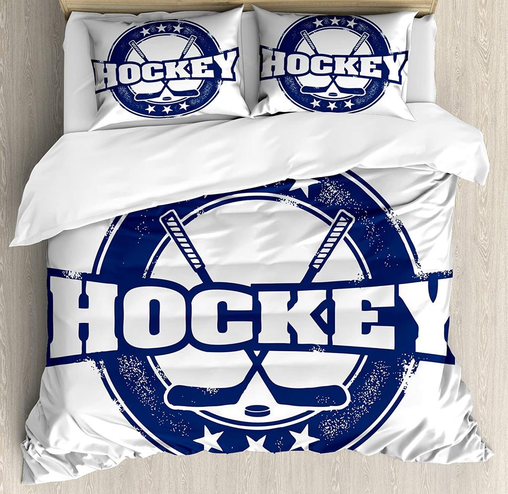 Hockey 3pcs Bedding Set Cartoon Hockey Puck Bites And Breaks Hoc Duvet Cover Set Bed Set Quilt Cover Pillow Case Comforter Cover