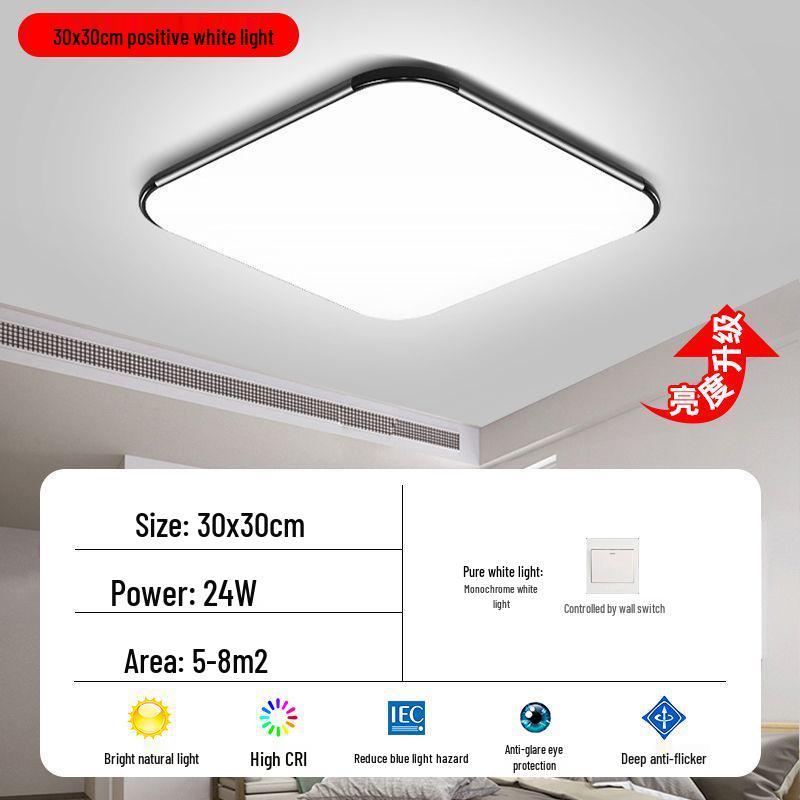 

Ультратонкий современный светодиодный потолочный светильник для гостиной, спальни и прихожей - прямоугольный дизайн с защитой глаз. Thin Black