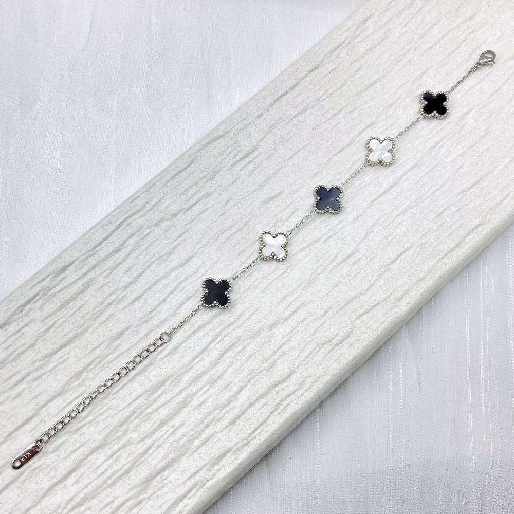 13MM Four Leaf Flower Bracelet Titanium Steel Clover Double Sided Bracelet No Color Loss Ladies Bracelet
