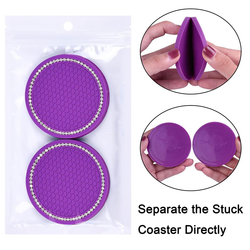 Wisdompro Car Non-Slip Coaster Bling Car Drink Holder Cup Mat Vinyl Anti-Slip Vibration Proof