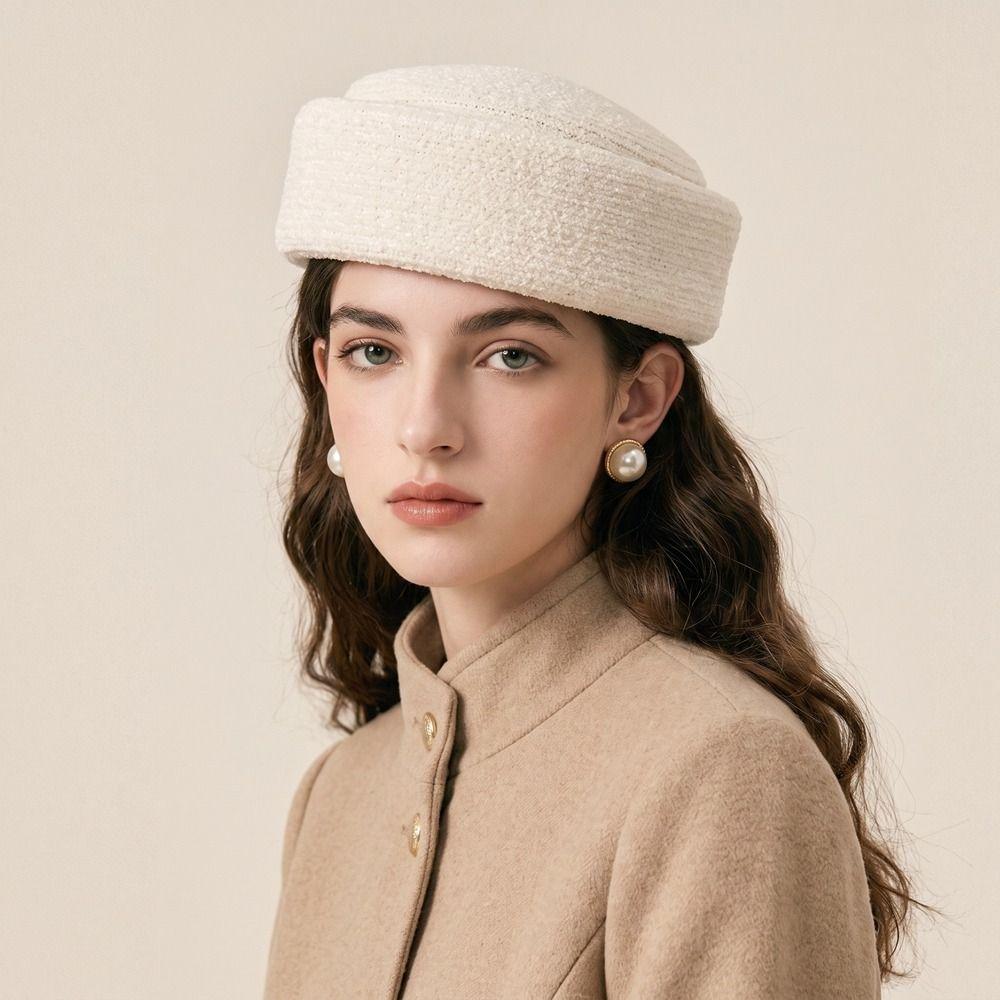 Elegant Beret Hat French Style Fedora Hat Vintage Chenille Pillbox Hat Cocktail Event