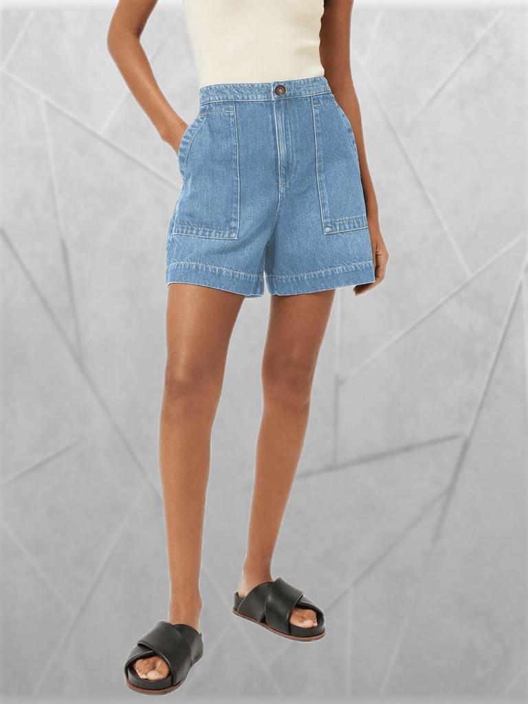 Women's High Waist Wide Leg Denim Shorts Casual Summer Jean Shorts with Pockets