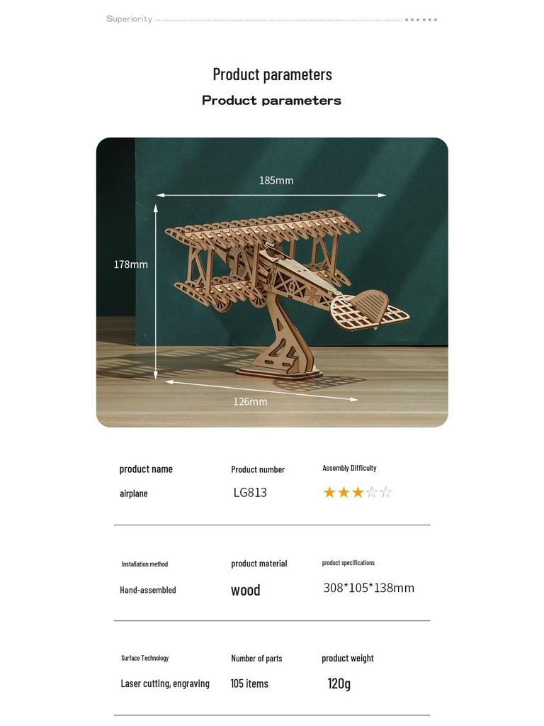 3D Wooden Airplane Puzzle: DIY Educational Toy & Creative Ornament