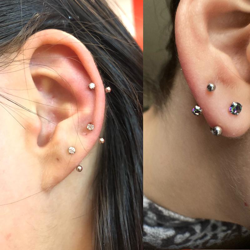 2Pcs 20G 6-10mm Stainless Steel Nose Helix Stud Earring Conch Rook Daith Lobe Ear Piercing Jewelry Cz Hoop Tragus Cartilage