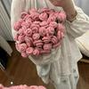 Handmade Thick Fleece Rose Bouquet Flower Yarn Blanket for Office Nap - Knitted Gift for Best Friend