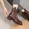 2024 New Women's Fashion Versatile Casual Boots Retro British Style Warm Explosion Street Zipper and Velvet Short Boots