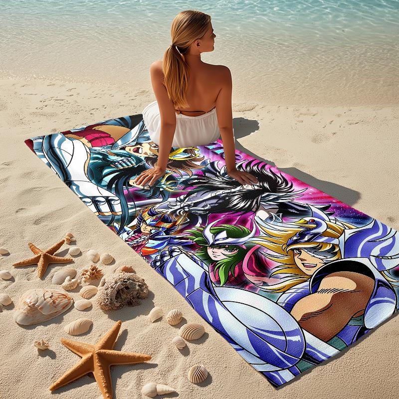 Custom Name Saint Seiya Stylish printed beach towel,a quick-drying, absorbent mat suitable for the beach, pool, gym, and travel fans gift