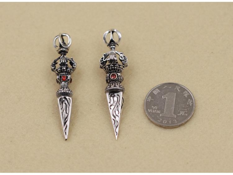 Ethnic Vajra Pendant Necklace, Thai Silver, S925 Sterling, Unisex Jewelry Charm