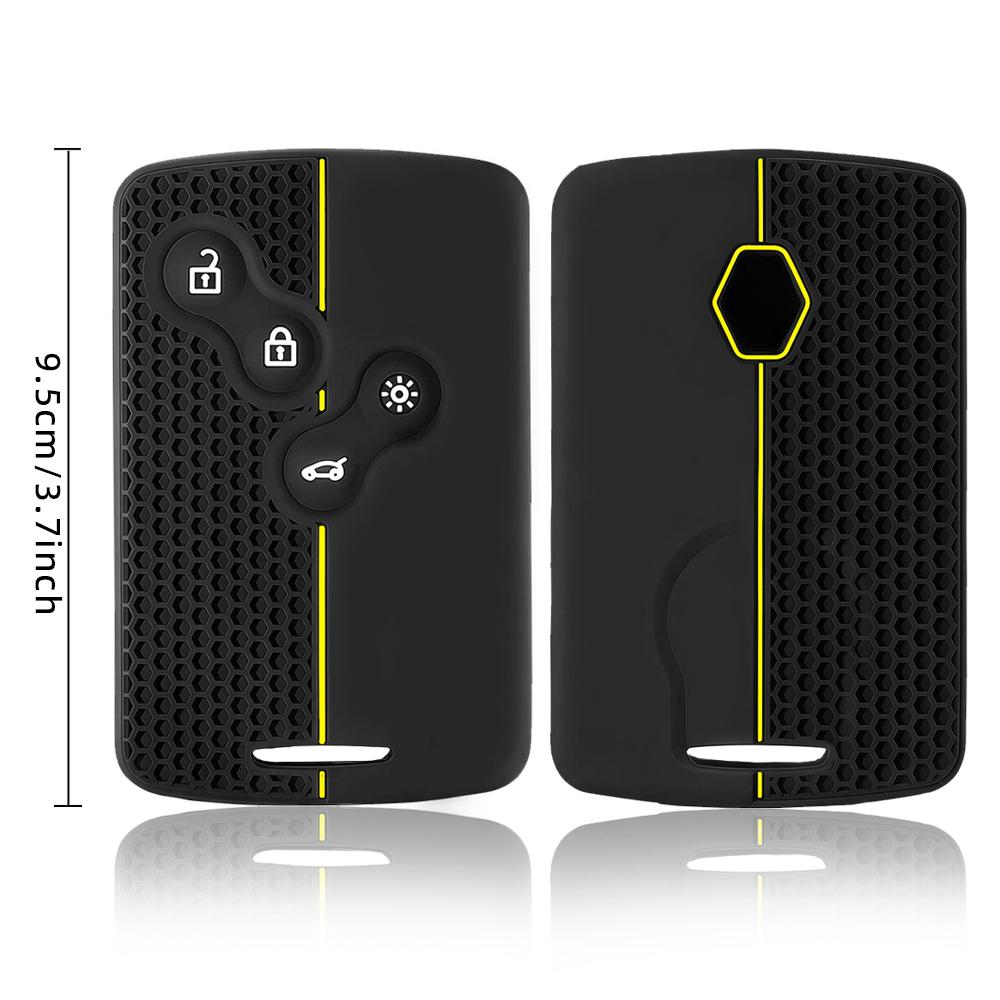 Silicone Key Case for Renault Megan 3 Laguna Fluence NEMA Clio 4 Captur Zoe Card 4 Button Key Cover Remote Protection Keychain
