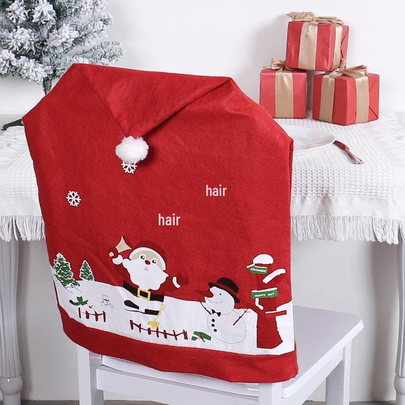 Santa Claus Chair Cover - Festive Non-Woven Table and Chair Decor for Home and Kitchen Christmas Display