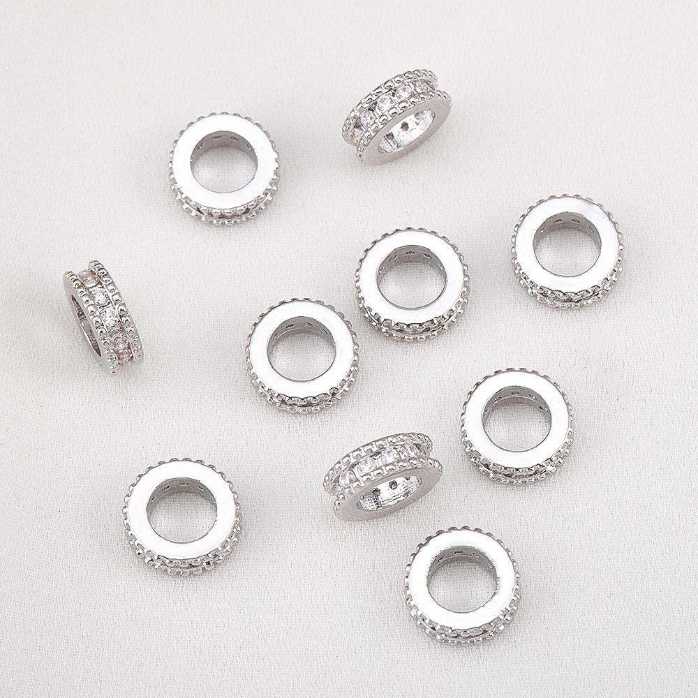 2pcs 5Pcs 9.5x3.3mm 18K Gold Color Plated Round Spacer Beads with Zircon Brass Handmade DIY Bracelet Jewelry Making Accessories