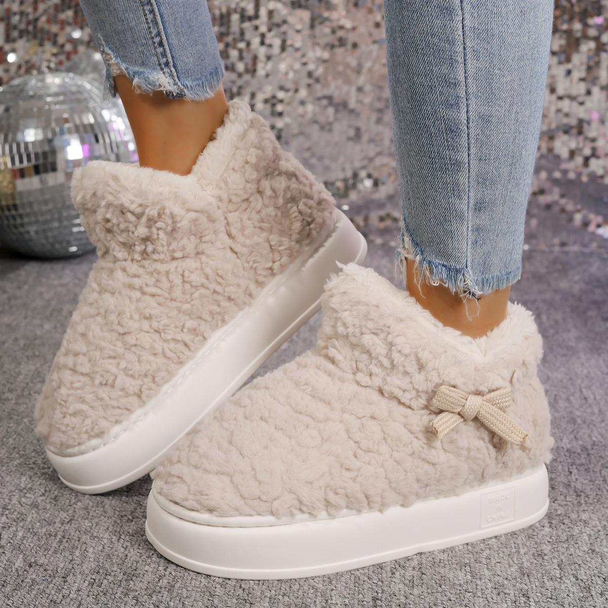 Женские сапоги зимние теплые домашние хлопковые туфли женские модные мягкие пушистые — фото 5