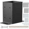 4x4 Post Base 2 Pcs, Inner Size 3.6"x3.6" Post Base Brackets, Heavy Duty Powder-Coated Post Anchor Matte Black Wood Post Brackets for Pavilion Deck