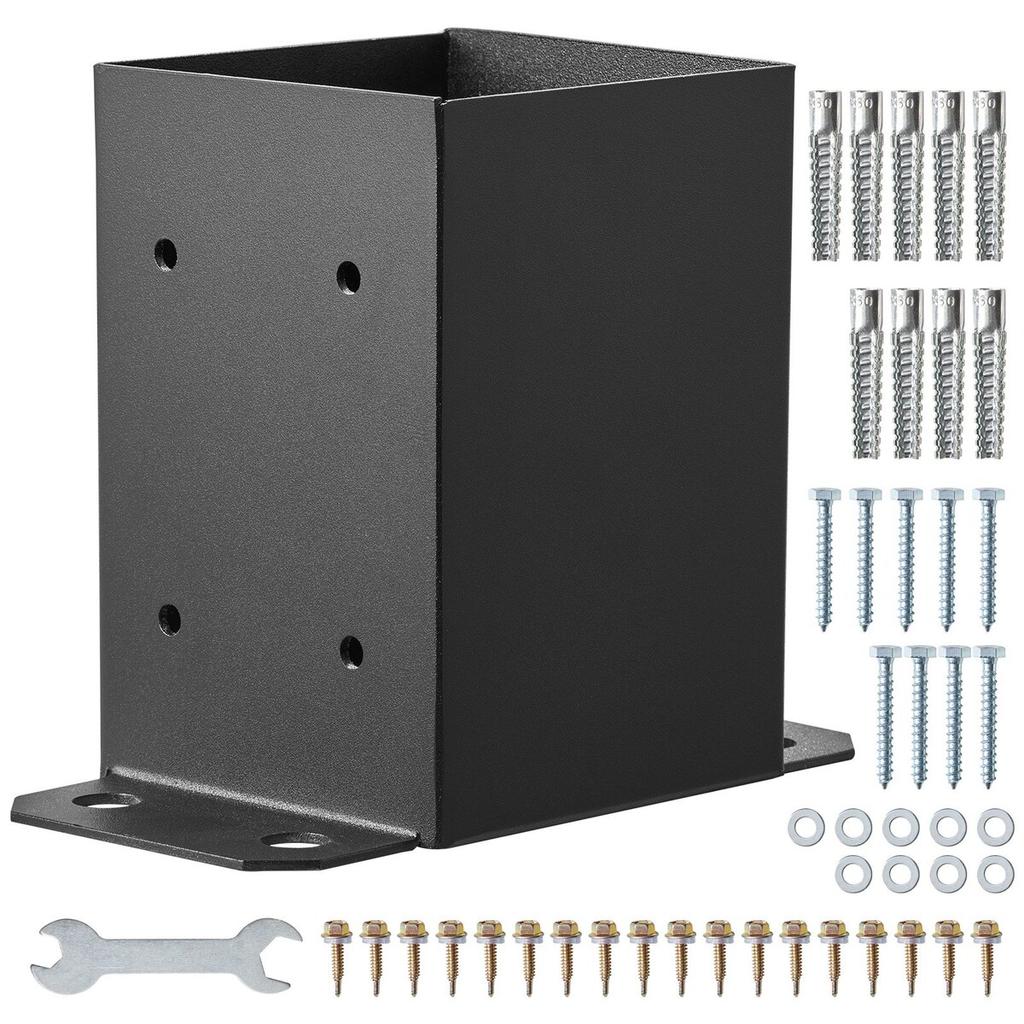 4x4 Post Base 2 Pcs, Inner Size 3.6"x3.6" Post Base Brackets, Heavy Duty Powder-Coated Post Anchor Matte Black Wood Post Brackets for Pavilion Deck