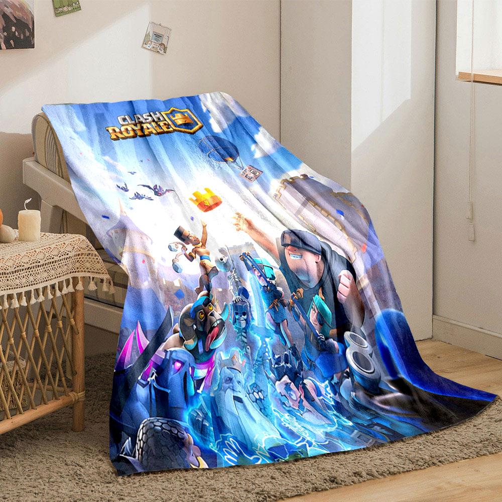 Characters battling with magical effects and a crown in a castle setting. for all seasons blanket lunch break throw gift