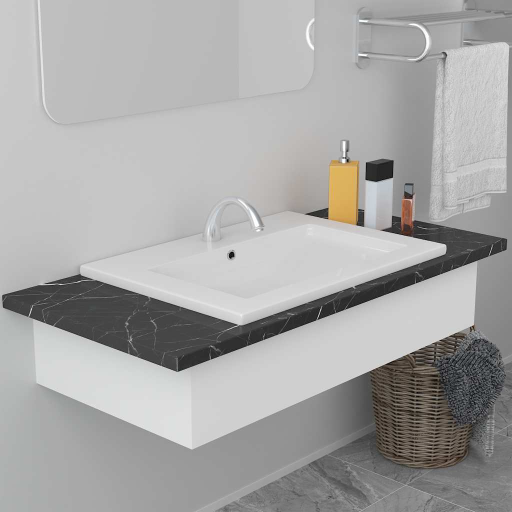 Vidaxl Einbauwaschbecken, 61 x 39,5 x 18,5 cm, Keramik, Weiß