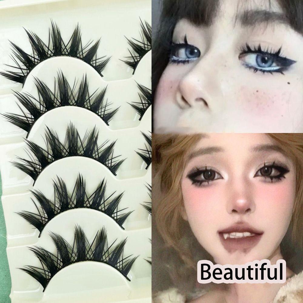 Wispy Fluffy Multilayers Cross Long Lashes Handmade 3D Messy Fake Lashes  Beauty Makeup