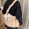 Korean Style Puffer Cloud Shoulder Bag Bow Pendant Dumpling Bag Casual Nylon Quilted Handbag  Daily